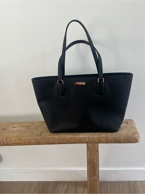 kate spade Black Saffiano Leather Tote with Double Handles